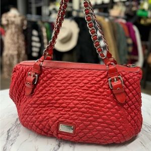 Authentic Moschino Large Red Quilted Leather Puffer Bag